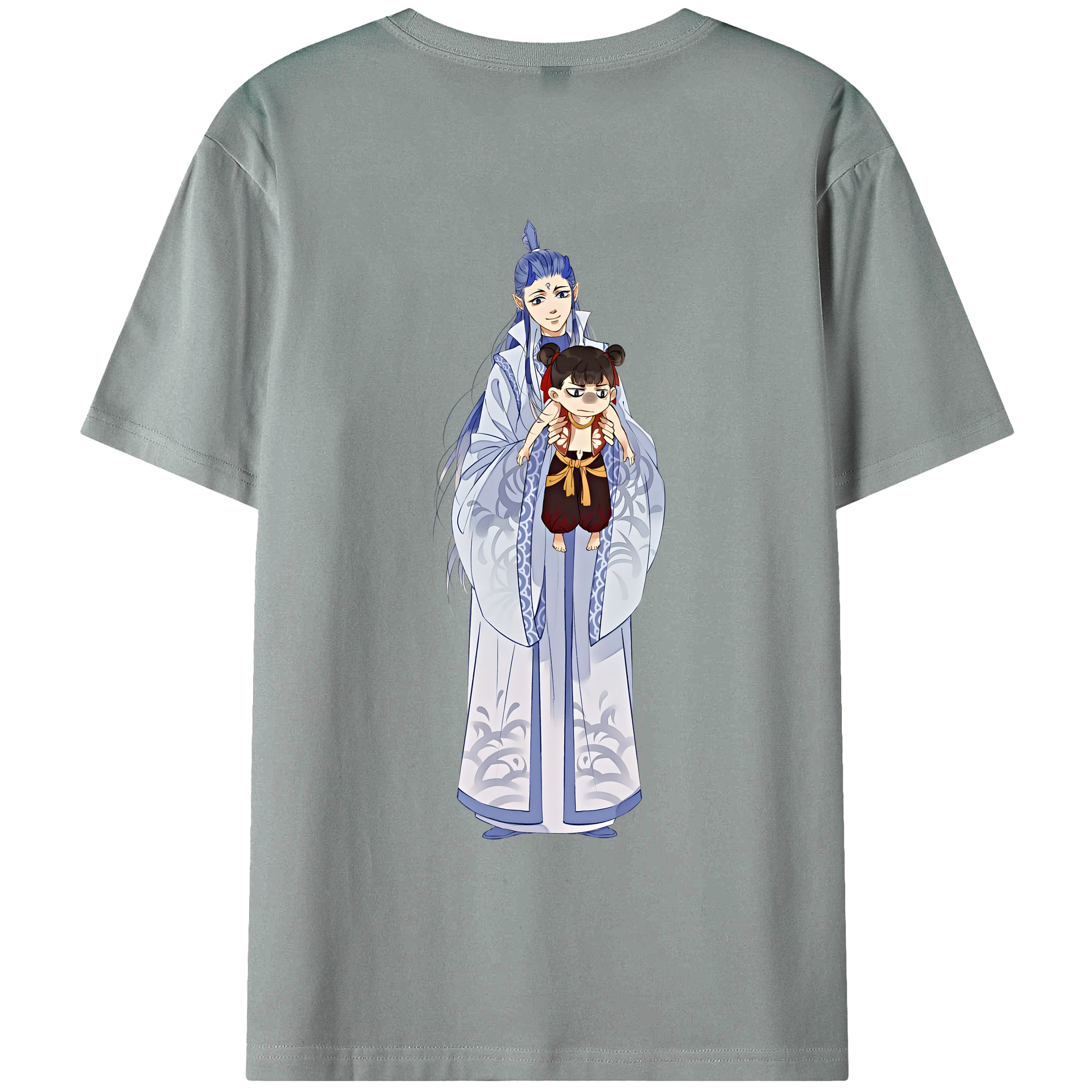 （画像用） Ne Zha 2 ナタ 魔童の大暴れ 綿100％ メンズ半袖Tシャツ（バックプリント） 通気性